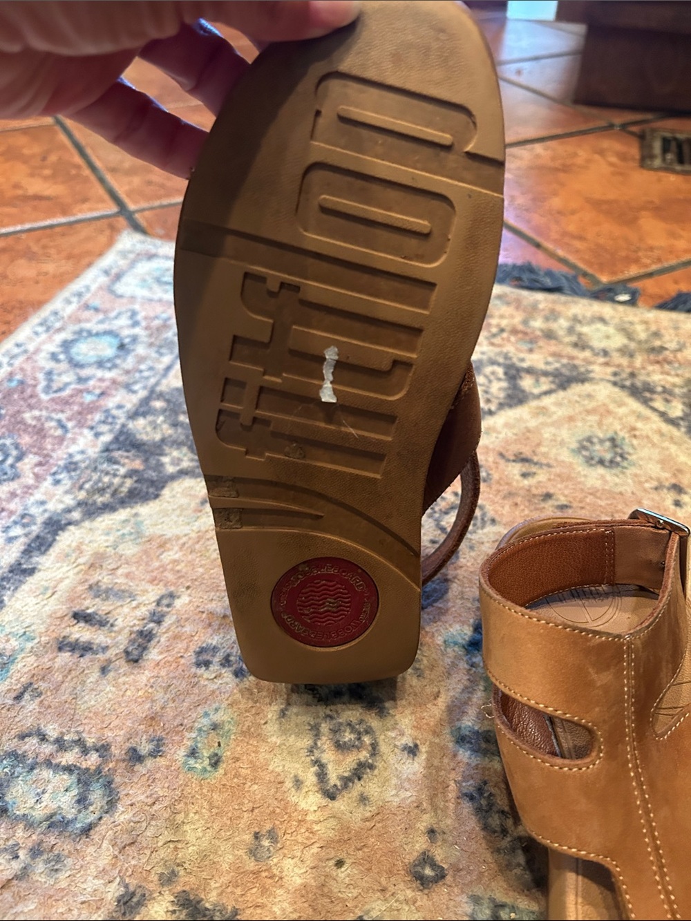 FitFlop Brown Nubuck Cutout Strappy Sandal with Buckle - Picture 13 of 15